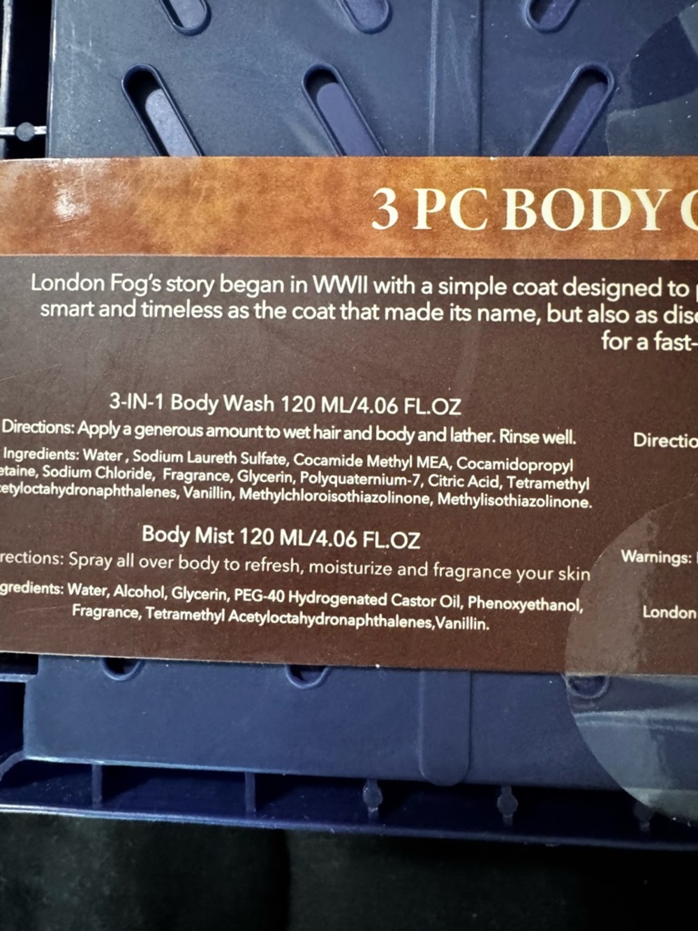 NWT London Fog 3-Piece Body Care Set with Caddy - Navy - Picture 8 of 9